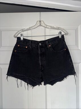 Black High-Rise Denim Cutoff Shorts - Unbranded